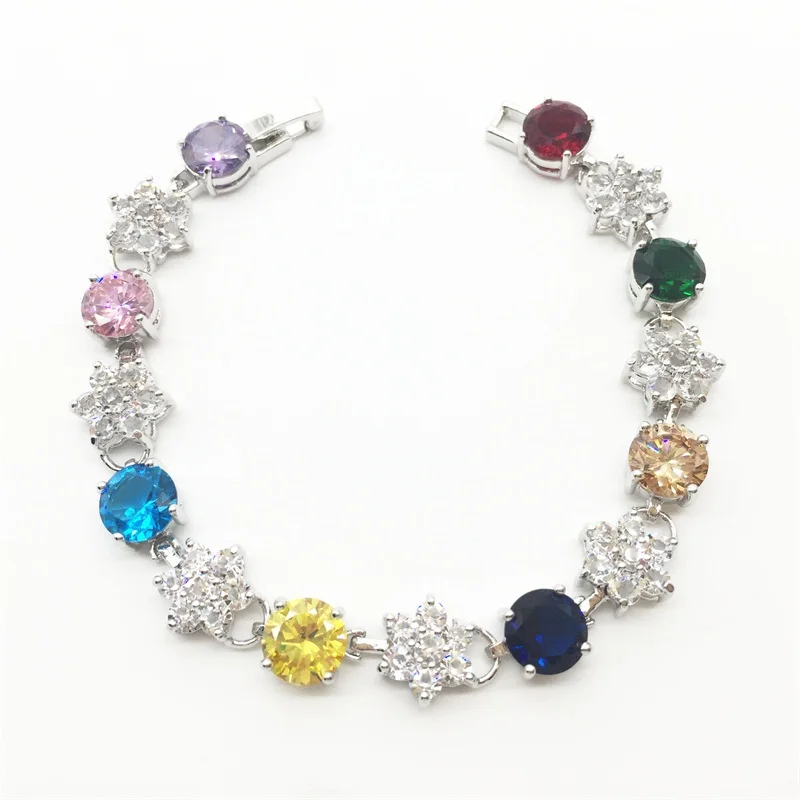 Круглые разноцветные ювелирные изделия в цветочном стиле серебряные