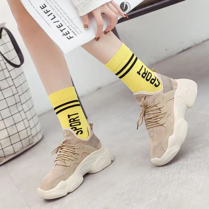 

wetkiss Cross Tied Flats Casual Dorky Dad Shoes Woman Round Toe Footwear Clunky Shoe Female Sneakers Platform Shoes Women
