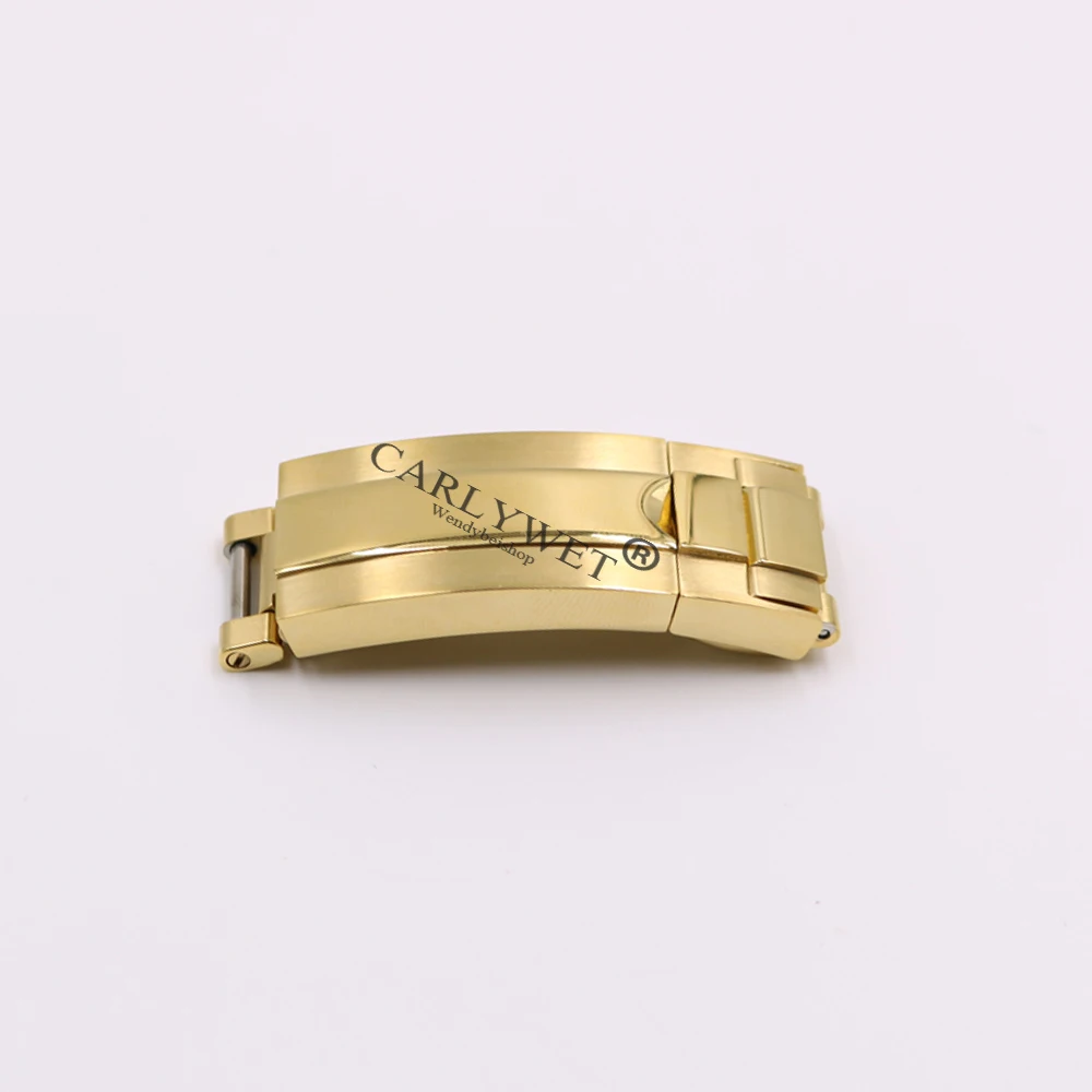 CARLYWET 9mm x 9mm Brush Polish Stainless Steel Watch Buckle Glide Lock Clasp Steel For Watch Band Bracelet Straps Rubber