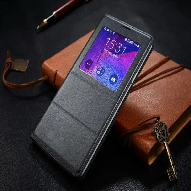 Albb флип чехол кожаный для Samsung Galaxy Note 4 Note4 N910 N910F N910H телефона умный вид с
