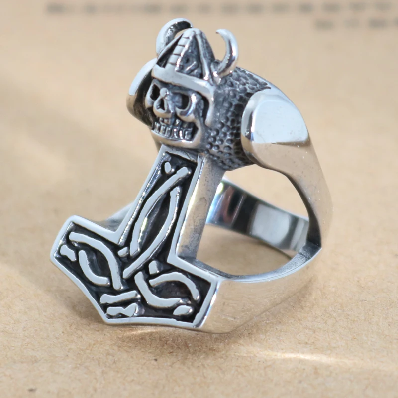 

316L Stainless steel Big Punk Biker Skull Ring For Man Unique Punk Men Cool Jewelry Vintage Steampunk Jewelry Viking Ring
