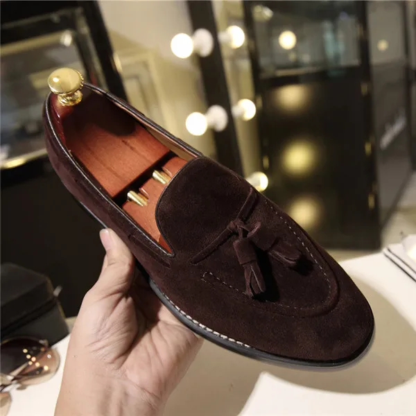 Men Handmade Fashion Tassel Loafers Shoes Gentleman Luxury Suede Casual Stress Brand Dress Party Size 37-45 | Обувь