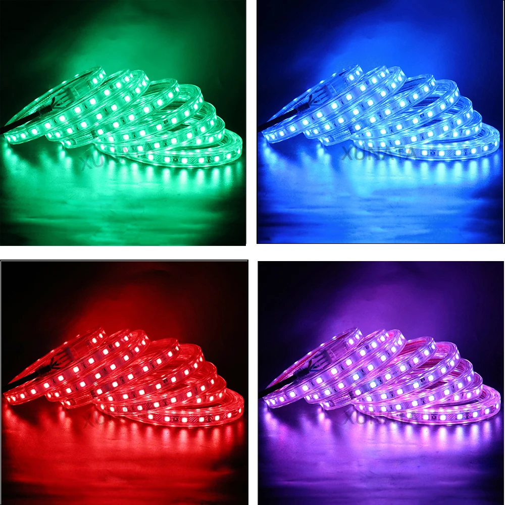 5050 RGB светодиодный свет полосы 220 В затемнения Водонепроницаемый 60 Светодиодный