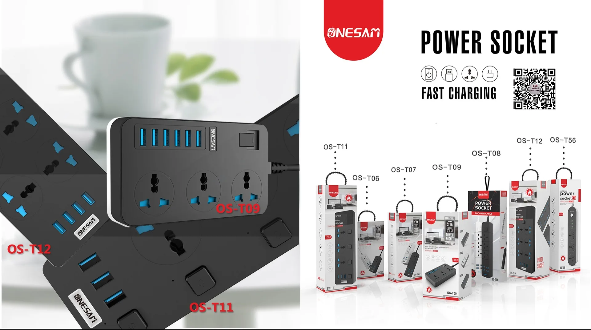 ONESAM Мульти USB разъем силовая полоса 2 м удлинитель питания 3000 Вт 16А высокой мощности 3 розетки 3 usb порта США ЕС Великобритания универсальная штепсельная розетка