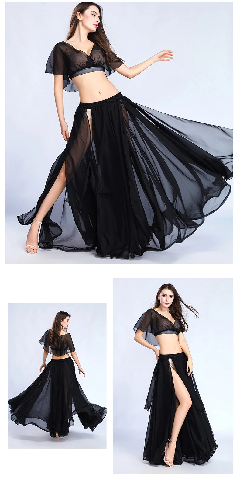 Hot Sale Free Shipping New Women's belly dance set costume belly dancing clothes sexy fashion girl bellydance Chiffon Top skirts