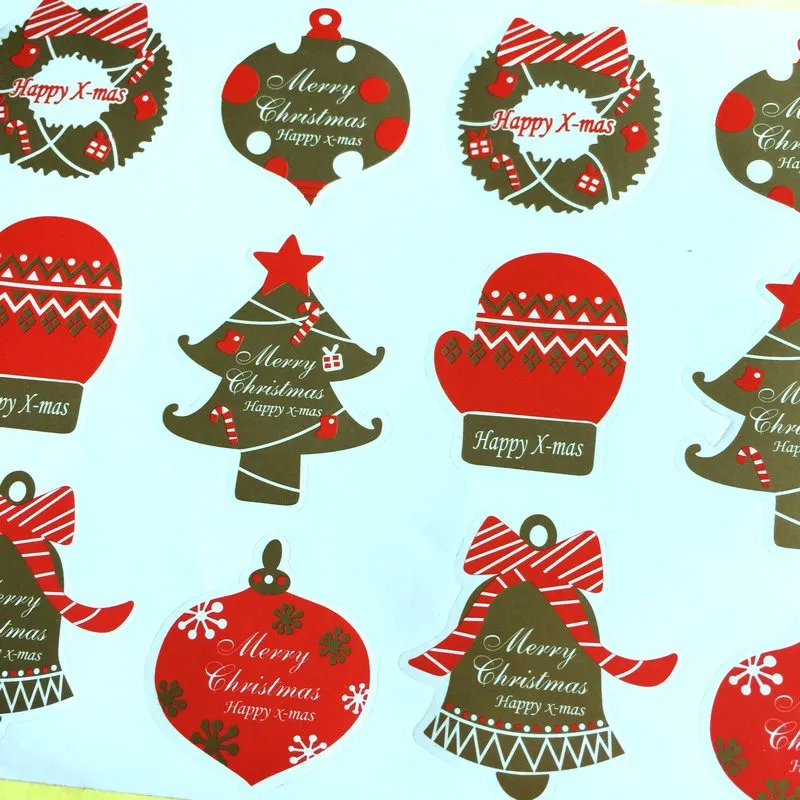 12 шт./лот. Перчатки гирлянда дерево колокольчики бумажные наклейки Выпекать