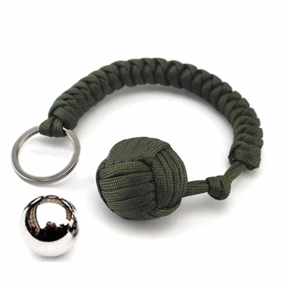 

Strand Stainless Steel Ball Pendant Paracord Parachute Cord Key Chain Ring Outdoor Climbing Camping Umbrella Rope Survival Kits