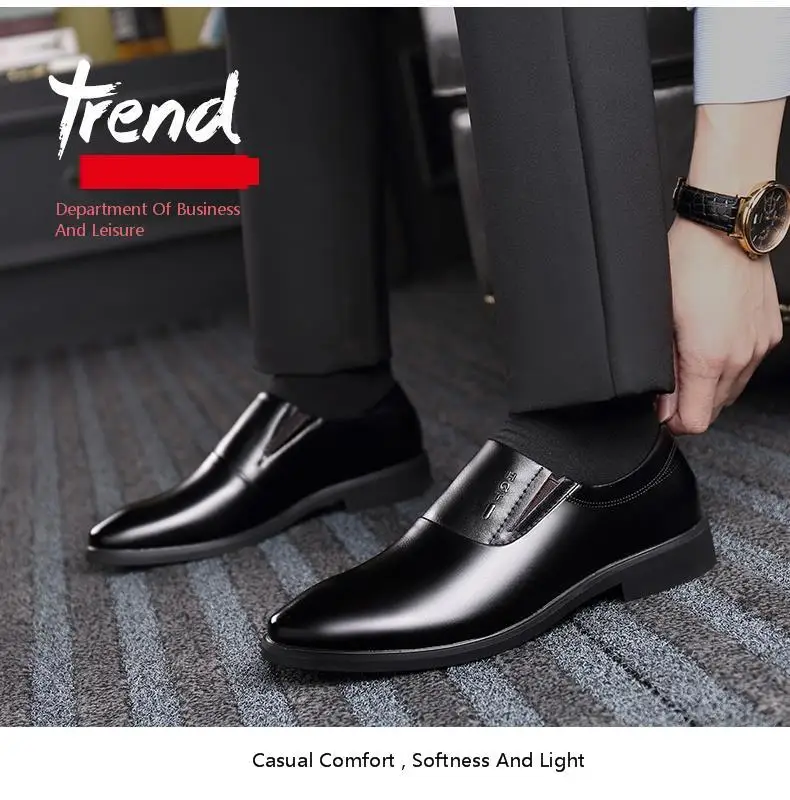 QZHSMY Increase Men Dress Italian Shoes Black Slip-on Man Shoes Leather Genuine Spring Autumn