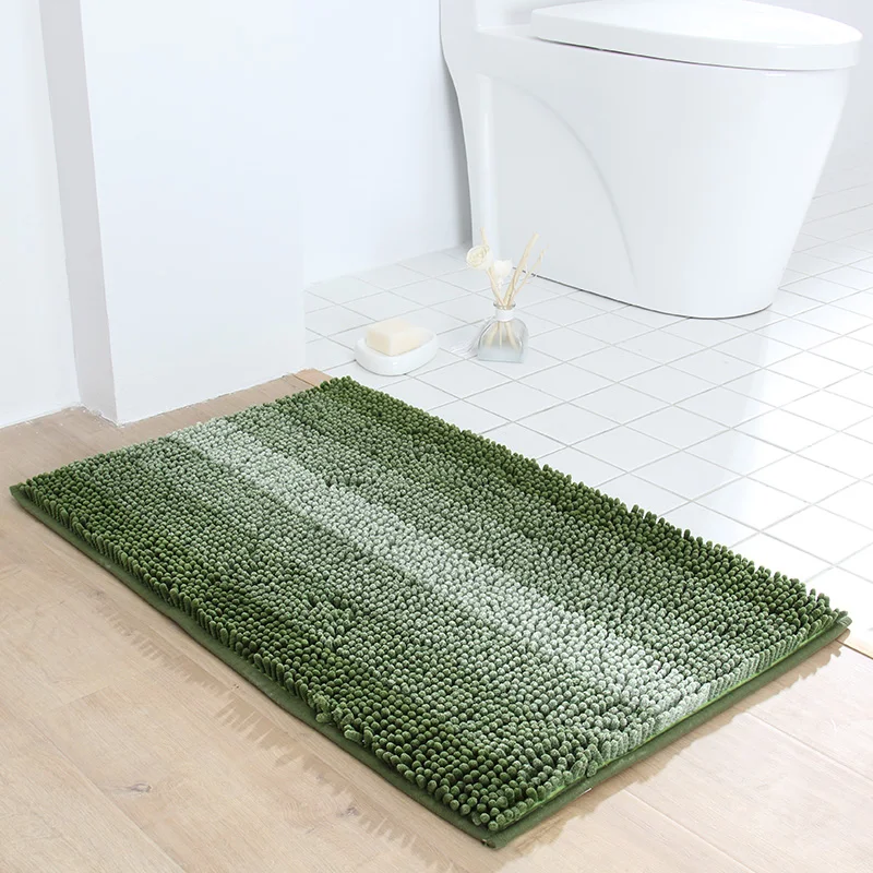 Green Honlaker микрофибра синель коврик для ванной комнаты супер мягкий градиент полосы коврики для ванной нескользящий кухонный пол 45x60 см - Цвет: Green
