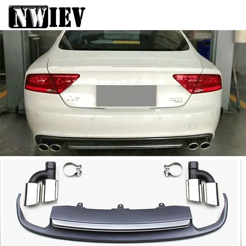 NWIEV 1 Набор для Audi A7 2012 2013 2014 2015 хэтчбек Quattro серый PP задний диффузор спойлер