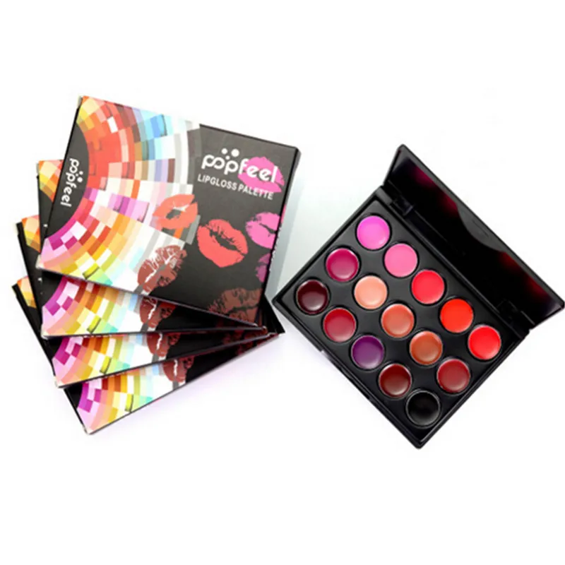 Popfeel миниатюрный блеск для губ набор пластинок макияжа 15 цветов водостойкая