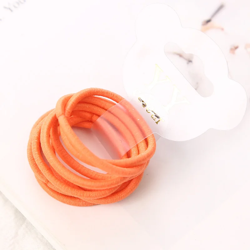 Orange Модные детские головные уборы, 10 шт./лот, яркие цвета, 3 см, эластичные держатели для хвоста, аксессуары для девочек, детские резинки, резинка для галстука - Цвет: Orange