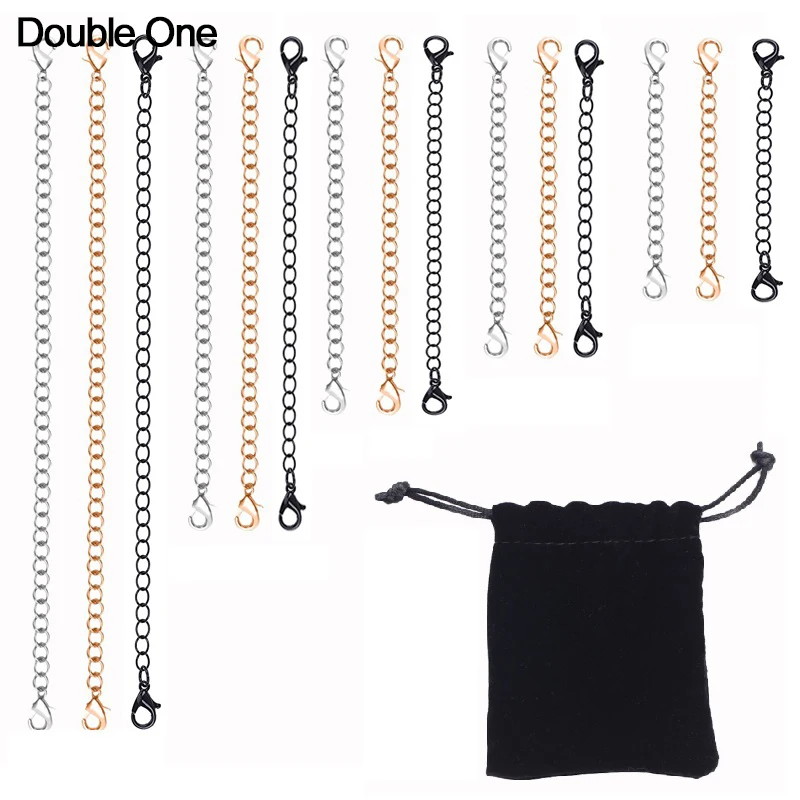 

15pcs Stainless Steel Extension Chain with Lobster Clasps Resizable with Bag for Necklace Bracelet Extender DIY Making 3 Colors