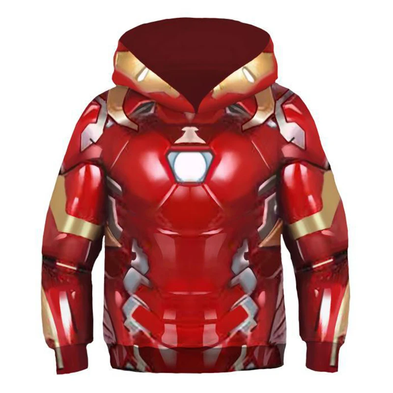 Iron Man MUABABY/Детские толстовки с капюшоном для мальчиков и девочек; свитер с 3D-принтом «Вуди Базз Лайтер», «Человек-паук», «Железный человек», «Бэтмен»; костюм с героями мультфильмов; одежда - Цвет: Iron Man