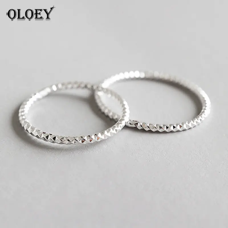 OLOEY Настоящее 925 пробы Серебряное кольцо простое блестящее тонкое кольцо на палец для женщин хорошее ювелирное изделие подарок Лидер продаж YMR536