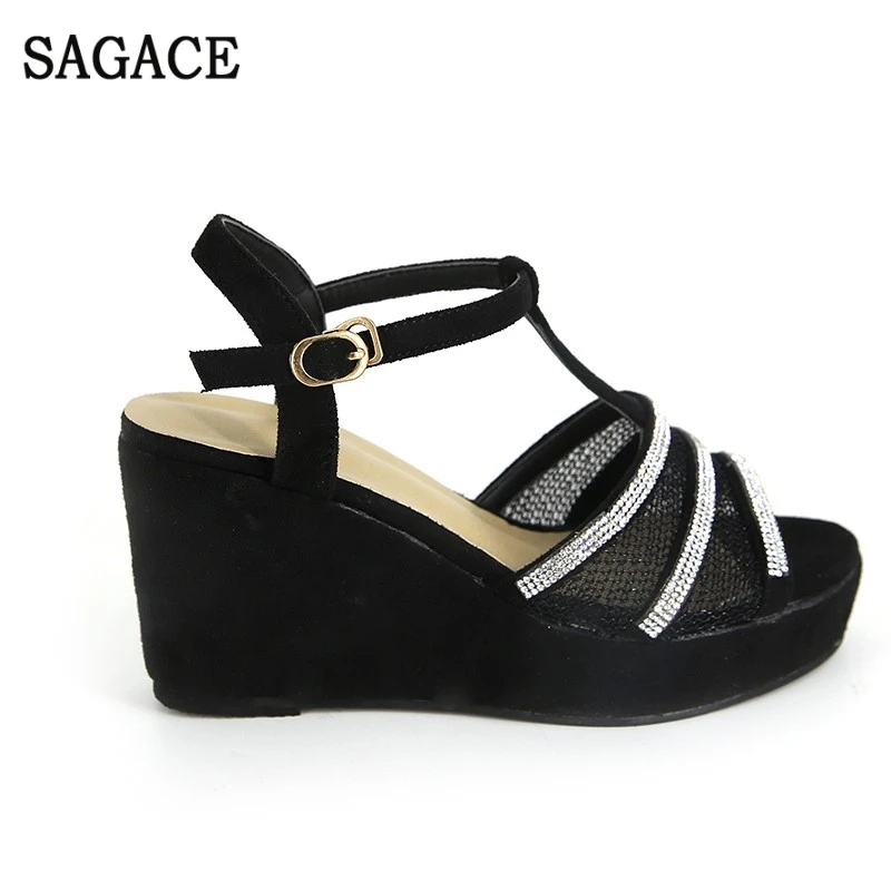 SAGACE/Модные женские босоножки с Т-образным ремешком и пряжкой Босоножки открытым