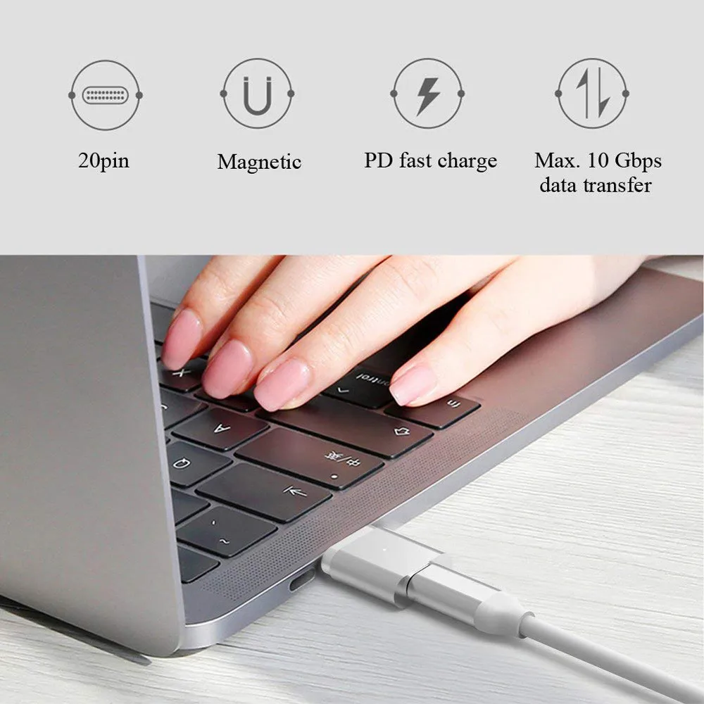 10Gbp/s магнит USB3.1 Тип C Быстрая зарядка Разъем Преобразователь USB питание от 5V/3A 20V/5A