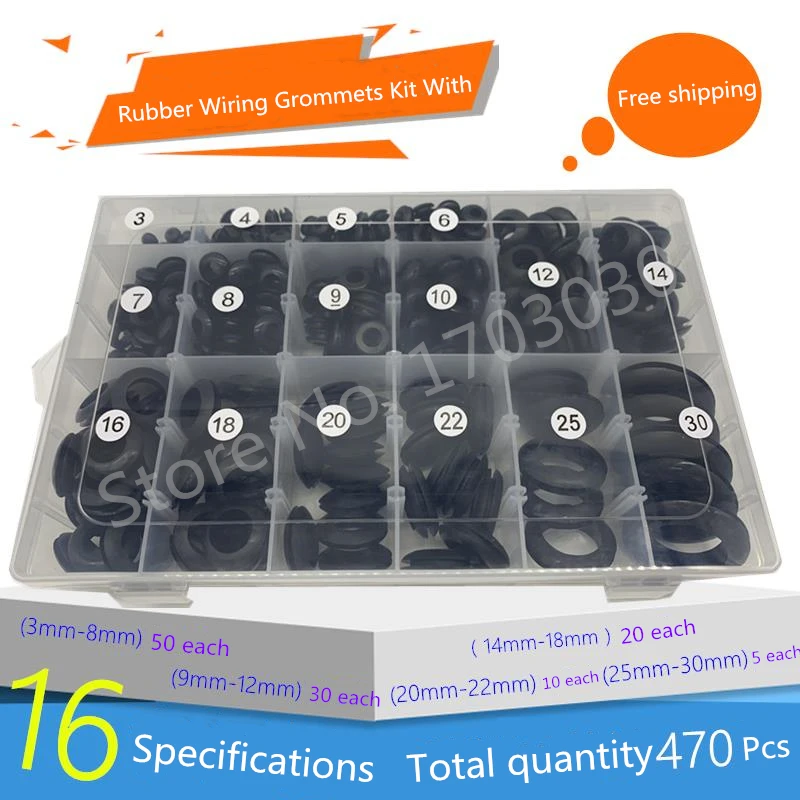 470 шт./лот прокладки для резиновой проводки кольцевые кабеля двухстороннее