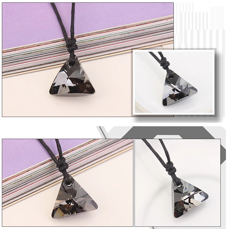 Подвеска женская треугольная с кристаллами Сваровски без застежки|jewelry necklace