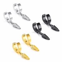 vintage stainless steel leaf hoop earrings for women men trendy gold blacksteel color mlae female party daily jewelry gift