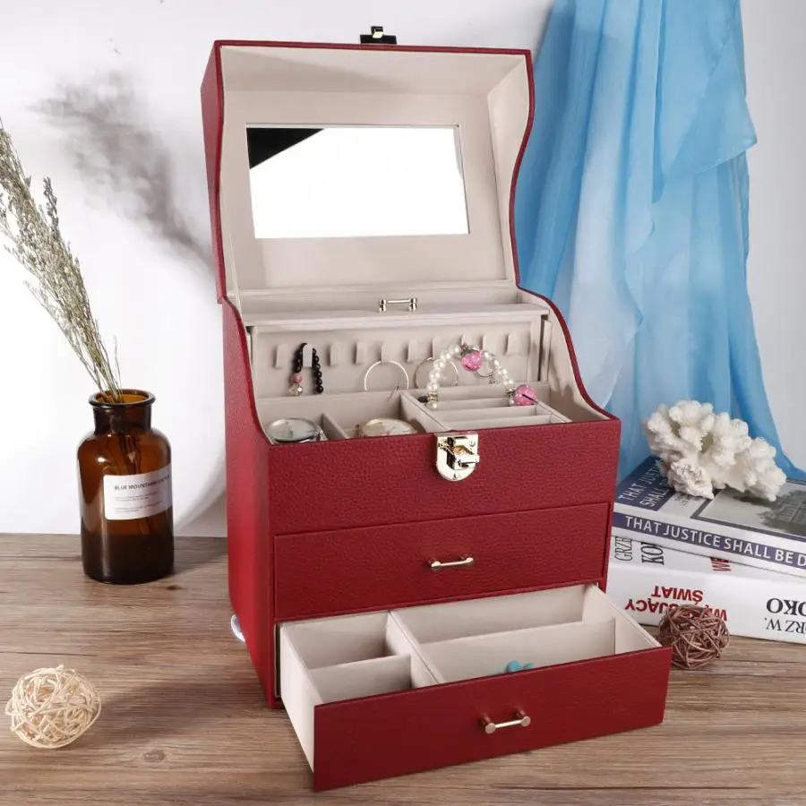 Многослойный большой емкости органайзер для хранения бижутерии коробка