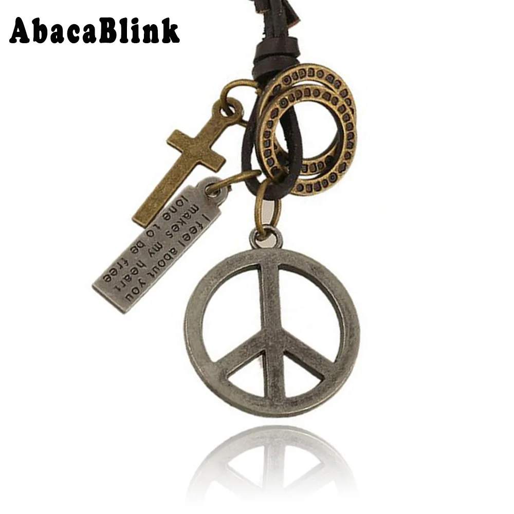 Античная Винтаж крест Dog Tag полые символ мира кулон Цепочки и ожерелья s для мужчин