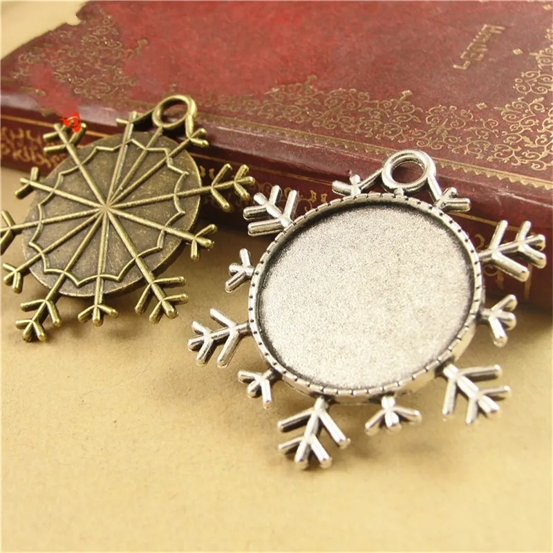10 шт. антикварная бронзовая Снежная подвеска очаровательные настройки основа