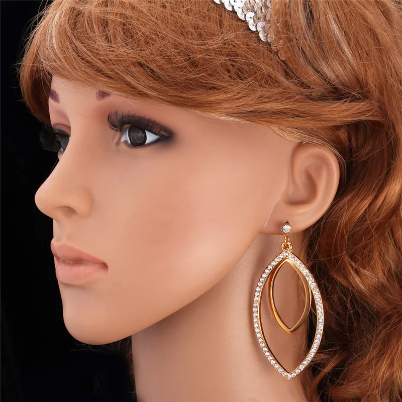 U7 Большие Серьги Позолоченные Со Стразами Ювелирные Изделия Оптом Большой