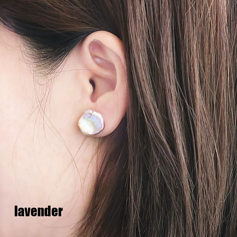 

925 sterling fashion Baroque flower Keshi shape natural festuwater pearl stud earrings jewelry for Lady