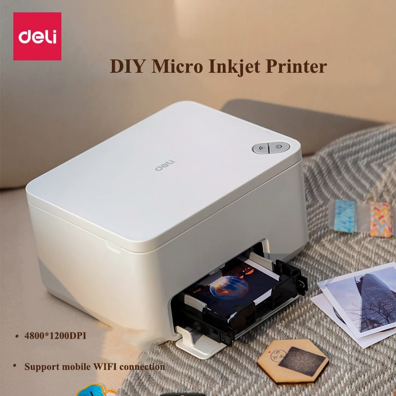 Умный струйный принтер Deli X10 Mini 66x66 мм цветной для художественной работы Wi Fi