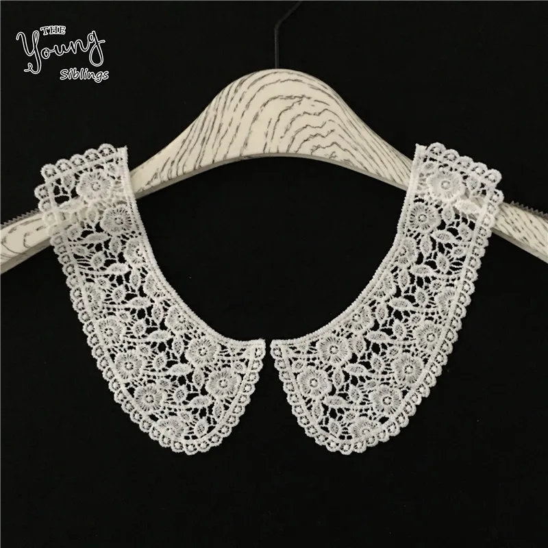White U shape Lace Collar Embroidery Applique Venise Neckline DIY lace Fabric Embellishment Sewing Trims Wedding Dress Accessory