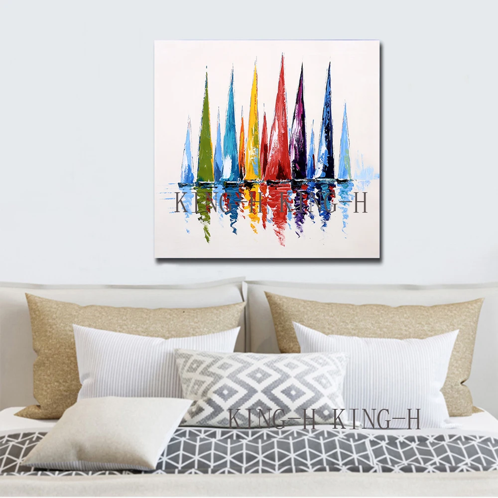 

Hand-painted oil painting the landscape of the custom Seascape of modern ocean ship landscape decoration bedroom hotel hall