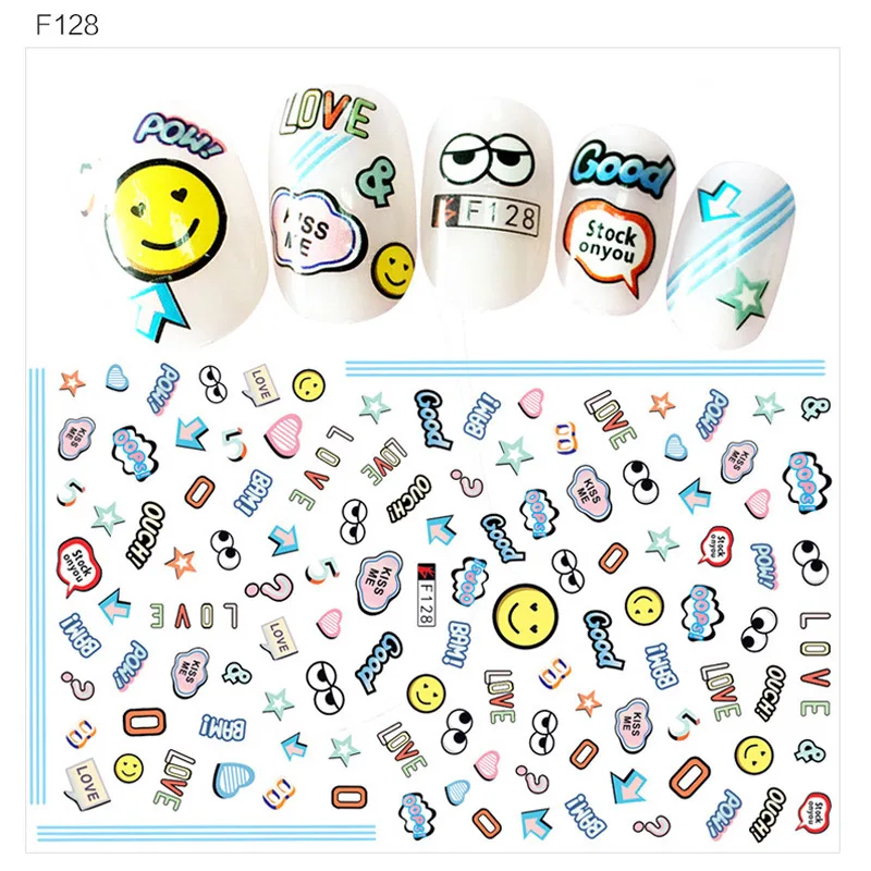BlueZoo 1 лист DIY цветок красочные наклейки для ногтей s мультфильм воды Наклейка