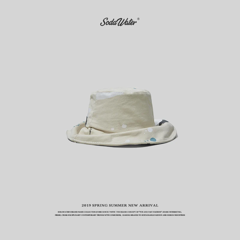 SODAWATER 2019 Cotton Splash Ink Retro Bucket Cap Fisherman Hat Outdoor Travel Men And Women Sun 138CI2019|Мужская панама| |
