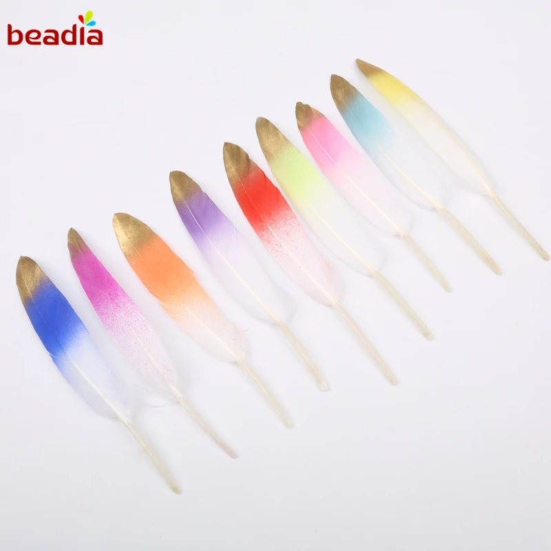 Gold Silver Color Painted Natural Goose Feather Charms Pendants for Jewelry Making Accessories DIY Women Earrings | Украшения и