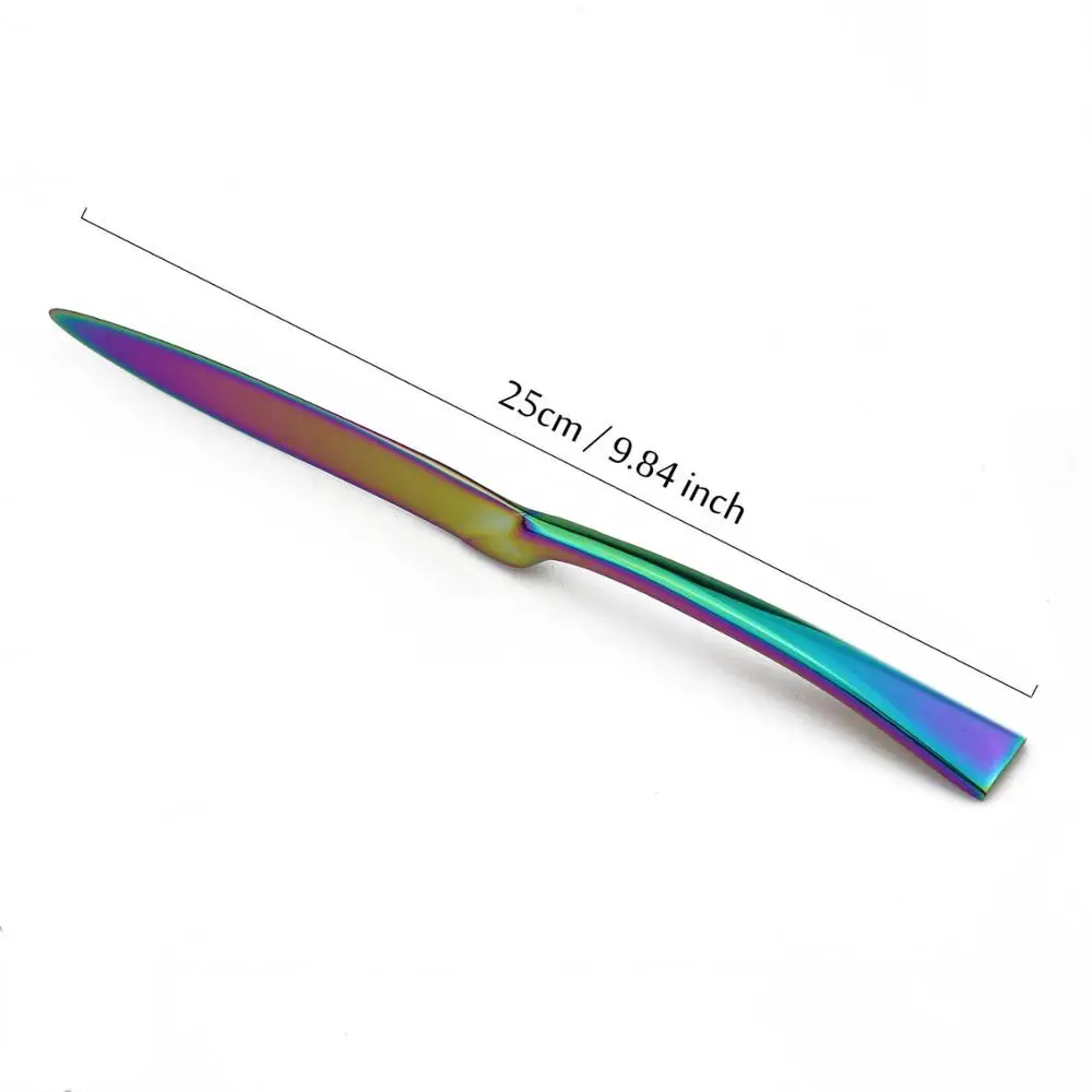 DINNER KNIFE JANKNG 1-Pieces Радужный набор посуды красочное Зеркало Набор посуды из нержавеющей стали Западный столовый набор для кухни аксессуары - Цвет: DINNER KNIFE