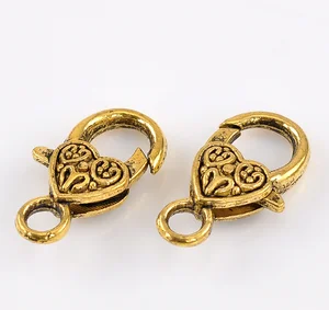 Doreen Box прекрасные застежки-карабины в форме сердца золотого цвета Резные застежки для изготовления ювелирных изделий своими руками 26x14 мм, 20 шт.