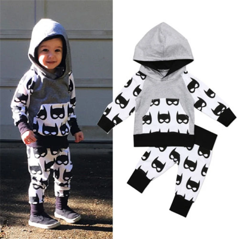 Baby Boy Batman Clothes Set Cotton Newborn Hooded Tops+Pants 2017 New Arrival Bebes Fall Outfits Kids Clothing 0-5T |