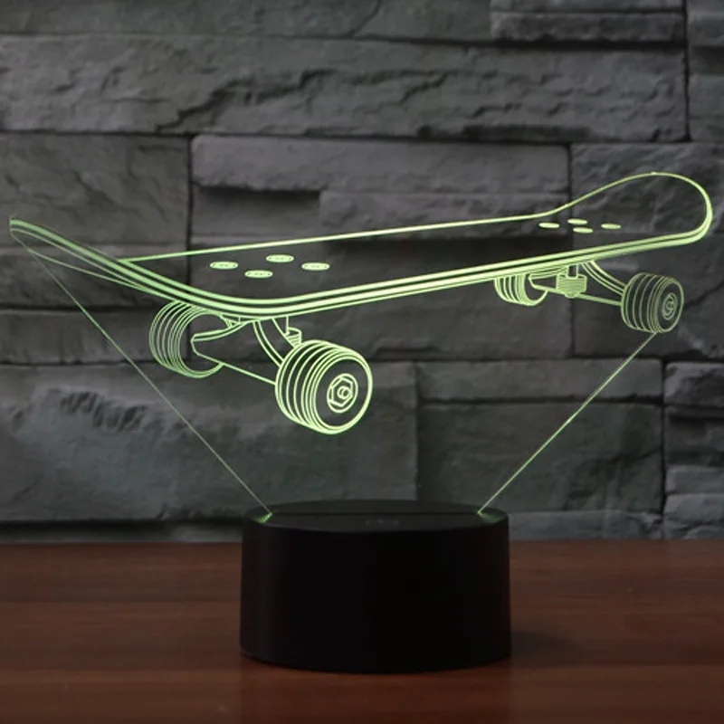 Скейтборд 3D сенсорный светодиодный Иллюзия ночной Светильник вспышки Цвет