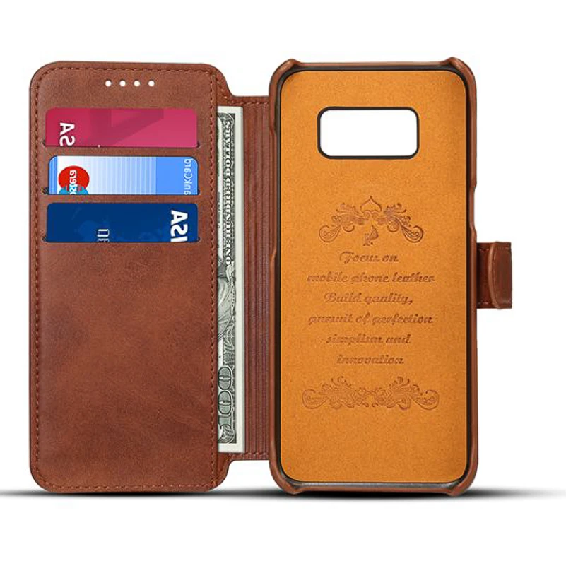 For Samsung S8 Plus Case PU Oil Wax Retro Texture Leather Flip Wallet Cover Multifunctional Phone Bags | Мобильные телефоны и