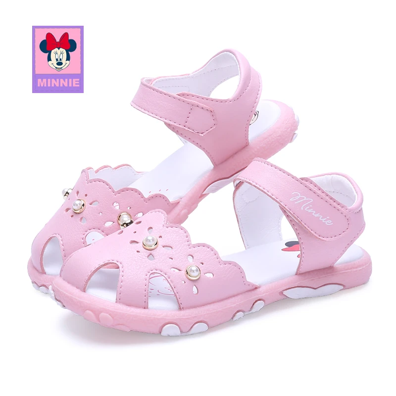 Disney Children's Sandals Shoes girls spring summer Non-slip Soft flat Red Pink Comfortable Casual shoes for kid Size 22-30 | Детская