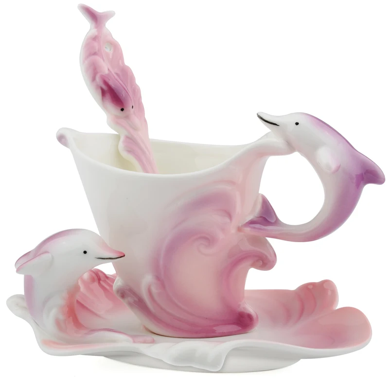 Креативный набор керамических кружек OBR кофейная кружка в форме дельфина с