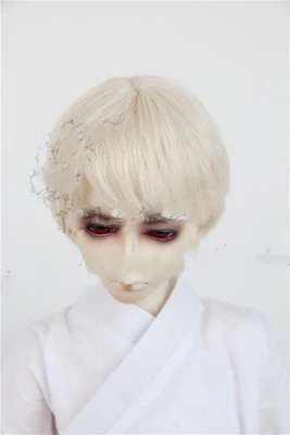 BJD парик для 1/3 1/4 1/6 Высокая температура волокна Мальчик короткие вьющиеся волосы для куклы парик белый серый оранжевый черный - Цвет: 10