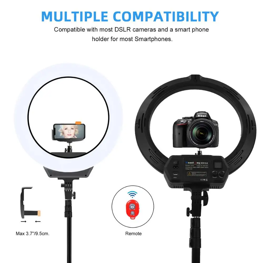 16 &quotсветодиодный Диммируемый кольцевой светильник для фотостудии YouTube с 200 см