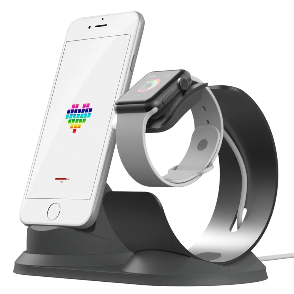 2 в 1 зарядная док-станция для Iphone X, Iphone Xs, XR, Iphone 7, 8 Plus, алюминиевая зарядная подставка, док-станция для Apple watch, подставка