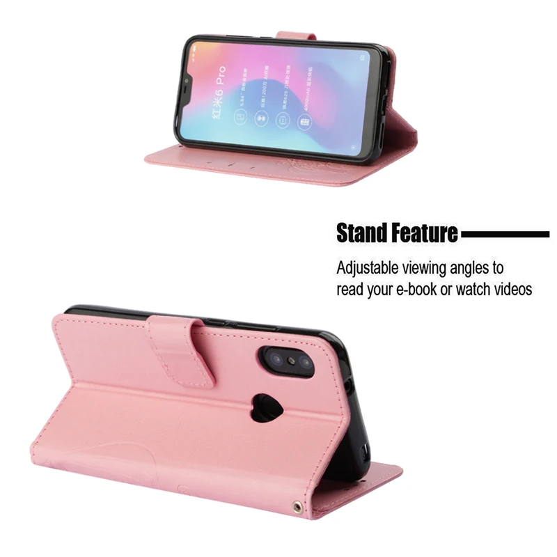 Модный кожаный чехол-книжка с бабочкой для Xiaomi Redmi 6 Pro 6A 6 Note 5A Prime 5 Pro Note 4 глобальная версия 4X Pro 4A чехол