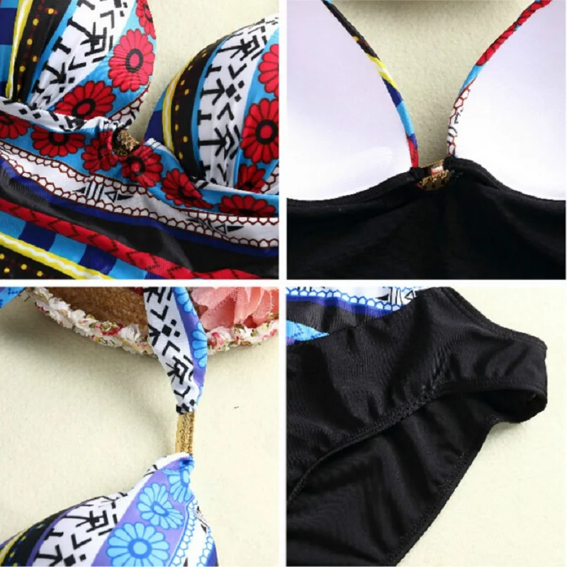 Сексуальный женский слитный купальник монокини пуш ап Ретро стиль винтажный