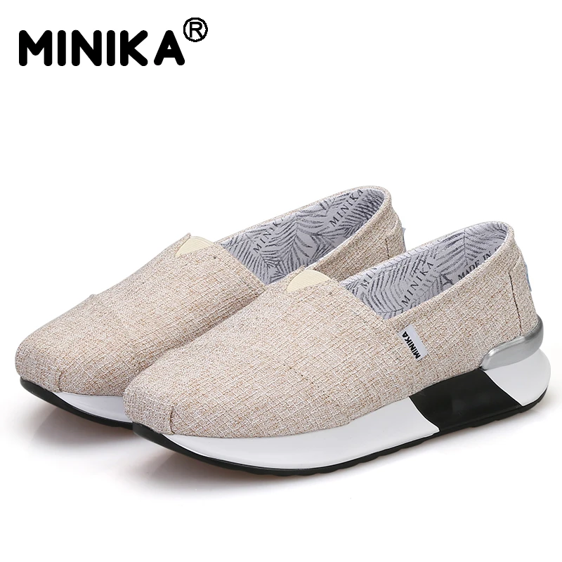 Minika/однотонная парусиновая обувь на плоской подошве женская без шнуровки
