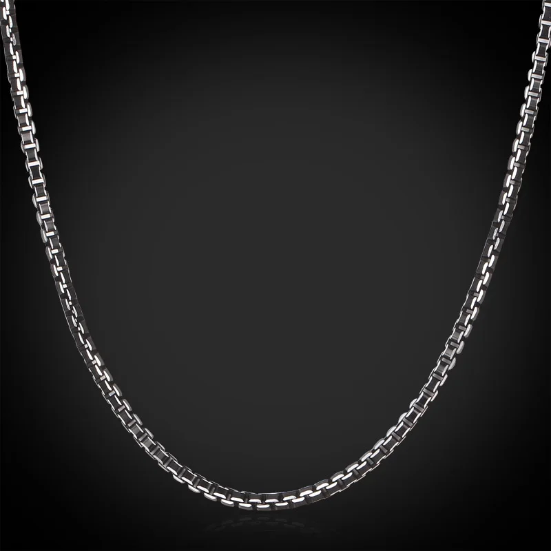 Черное ожерелье для мужчин и женщин новая крутая цепочка в черной коробке 3 мм 55