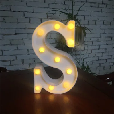 S DIY белый светодиодный ночник с буквенным принтом, креативный Английский алфавит, номер батареи, лампа для романтической свадебной вечеринки, Рождества, домашнего декора стен - Цвет: S